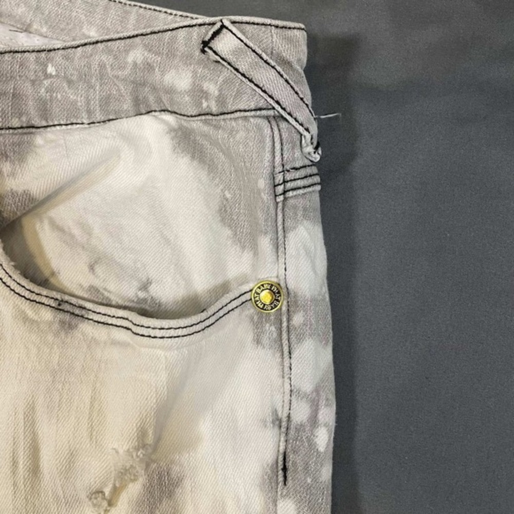 Y2K Baby‎ Phat Size 22 Acid Wash Distressed Jeans White Grey Cat Logo Streetwear - Picture 6 of 10
